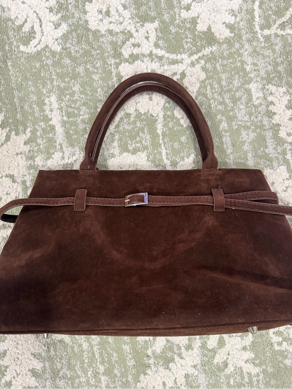 Classic Brown Suede Satchel Handbag